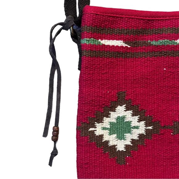 Southwestern Woven Blanket Crossbody Bag Red Brown Crossbody American Eagle - Picture 2 of 10